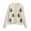 Fashion Red Three-dimensional Ball Jacquard Round Neck Knitted Cardigan
