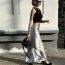 Fashion Pearl White Glossy Micro-pleated Skirt