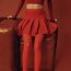 Fashion Red Blended Wide Pleated Skirt
