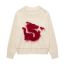 Fashion Beige Knitted Dragon Jacquard Crew Neck Sweater