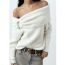 Fashion White Knitted Cross-shoulder Sweater