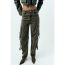 Fashion Gray Green Blend Multi-pocket Straight-leg Trousers