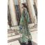 Fashion Green Silk Satin Printed Long Skirt