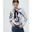 Fashion Color Polyester Printed Lapel Button-down Shirt