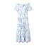 Fashion White Background Printing Polyester Printed One Shoulder Long Skirt
