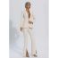 Fashion Light Apricot Polyester Lapel Blazer Slit Trouser Suit