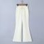 Fashion White Polyester Lace-up Bootcut Trousers