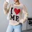 Fashion Beige Love Sweater Acrylic Jacquard Sweater