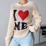 Fashion Beige Love Sweater Acrylic Jacquard Sweater