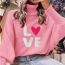 Fashion Pink Turtleneck Sweater Acrylic Knitted Love Turtleneck Sweater