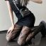 Fashion Jk Butterfly Socks-black Nylon Jacquard Lace Calf Socks