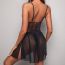 Fashion Black Polyester Lace See-through Suspender Nightgown