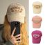 Fashion Pink Cotton Letter-embroidered Baseball Cap