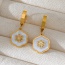Fashion Gold Titanium Steel Inlaid Zirconium Shell Flower Earrings