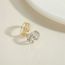 Fashion 14k Real Gold Hollow Ring Gold Plated Copper Geometric Ring With Diamonds