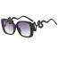 Fashion Glossy Black Framed Gray Film Pc Square Large Frame Snake Temple Sunglasses