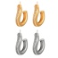 Fashion Silver Copper Set Zircon Geometric Stud Earrings