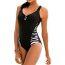 Fashion Black Striped Patchwork Contrasting One-piece Swimsuit