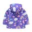 Fashion 7 Purple Rainbow Polyester Printed Hooded Buttoned Childrens Jacket