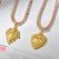 Fashion Golden 2 Copper Inlaid Zircon Pattern Love Pendant Necklace