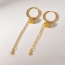 Fashion Gold Titanium Steel Chain Bead Earrings