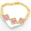 Fashion Six-leaf Flower Gold-plated Copper Geometric Flower Bracelet With Diamonds