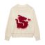 Fashion White Jacquard Crew Neck Knitted Pullover Sweater