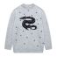 Fashion Grey Jacquard Crew Neck Pullover Knitted Sweater
