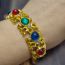 Fashion Gold Metal Diamond Colored Glass Bracelet