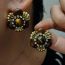 Fashion Coffee Color Geometric Diamond Tiger Eye Stud Earrings