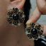 Fashion Black Pair Geometric Diamond Flower Stud Earrings