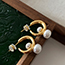 Fashion Gold Copper Double Sided Pearl Stud Earrings