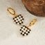 Fashion Checkerboard Love Earrings Stainless Steel Love Plaid Earrings