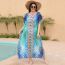 Fashion Color Polyester Printed Blouse Beach Dress