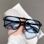 Fashion Bright Black Framed Blue Film Pc Double Bridge Large Frame Sunglasses