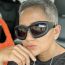 Fashion Red Frame Gray Film Pc Special-shaped Large Frame Sunglasses