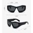 Fashion Glossy Black Framed Gray Film Pc Special-shaped Large Frame Sunglasses