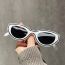 Fashion Solid White Frame Gray Film Pc Color Block Cat Eye Sunglasses