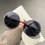 Fashion Black Frame Fade To Gray Film Metal Flower Frame Dot Diamond Round Frame Sunglasses