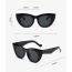 Fashion Glossy Black Framed Black And Gray Film Pc Cat Eye Large Frame Sunglasses