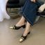 Fashion Black Colorblock Pointed Toe Mid-heel Half Drag
