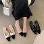 Fashion Black Color Block Pointed Toe Block Heel Sandals