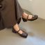 Fashion Black Square Toe Strappy Flat Shoes