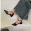 Fashion Apricot One-piece Pointed Toe Thick Heel Shoes