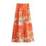 Fashion Color Matching Polyester Printed Wide Leg Trousers