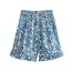 Fashion Blue Polyester Printed Lace Lace-up Skirt