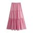 Fashion Pink Polyester Lapel Printed Shirt Skirt Suit