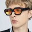 Fashion Bright Black And Gray Film Polygonal Sunglasses