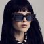 Fashion Bright Black And Gray Film Square Small Frame Sunglasses With Rice Nails