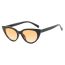 Fashion Bright Black Double Tea Cat Eye Sunglasses